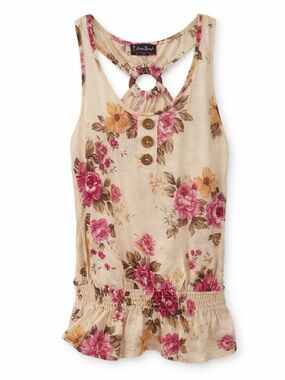 Floral Tank Top with Button Detail